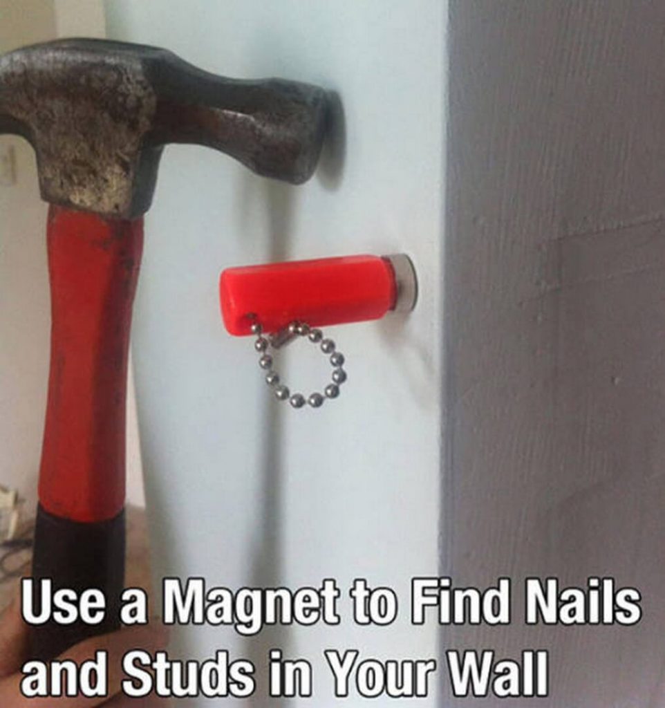 Use a magnet to find nails and studs in your wall