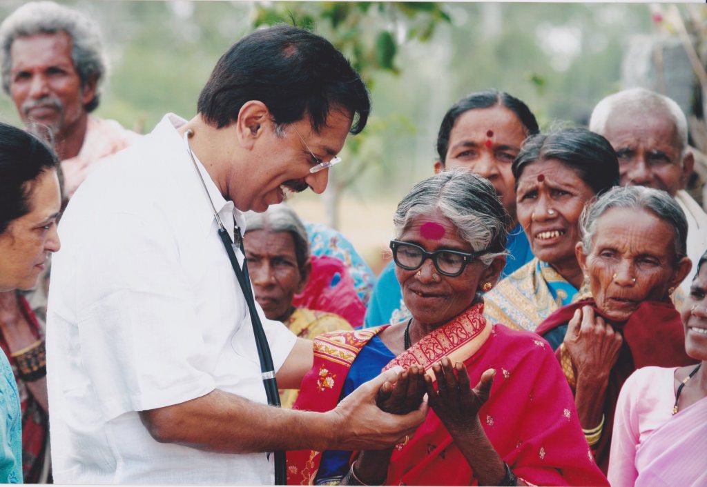 Dr. Ramana Rao with patients