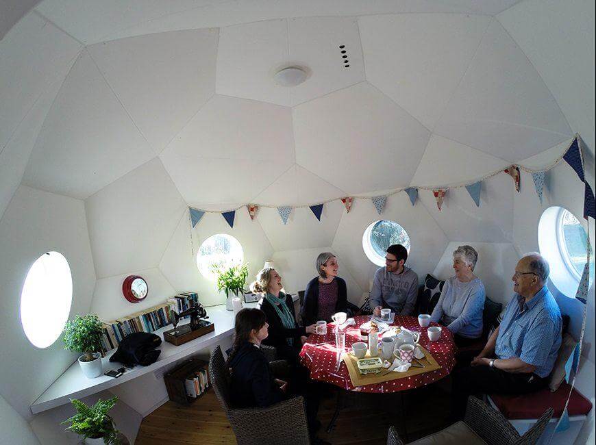 The living pod tiny home with guests