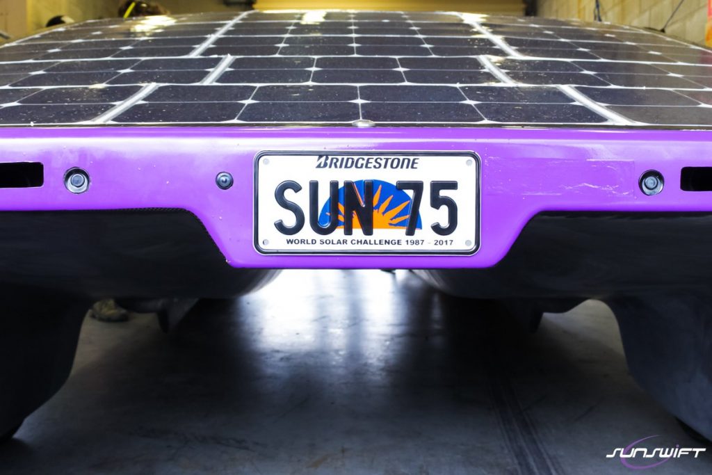 The rear of the Violet solar-powered car