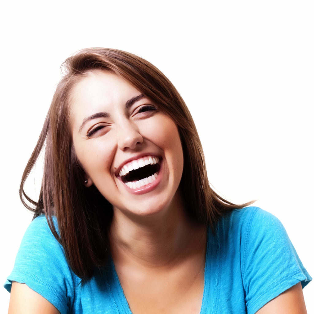 A woman laughing