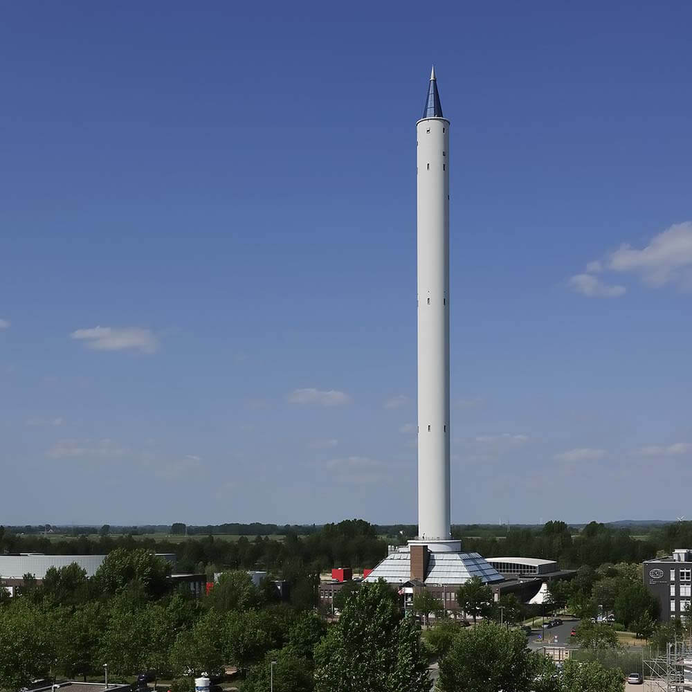 Antigravity drop tower used to test the oxygen from water technology