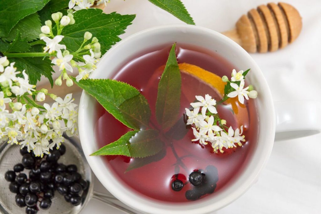 Elderberries in a tea