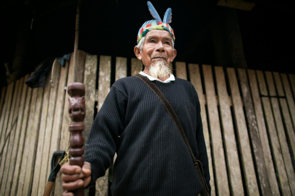 An elder of the Sarayaku tribe in the Amazon