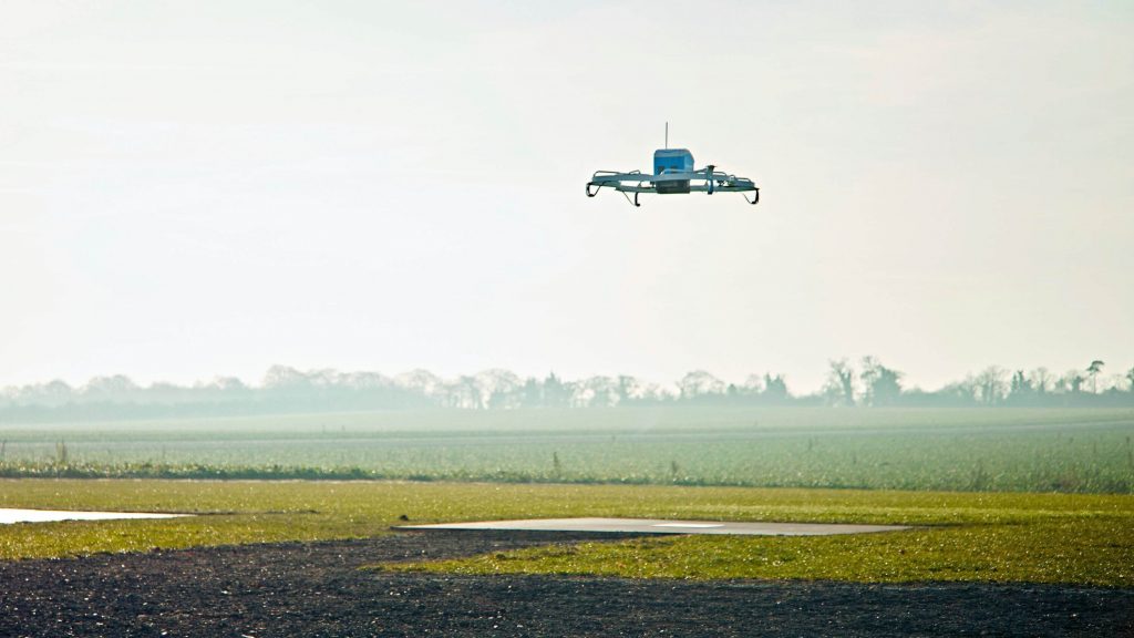 Amazon delivery drone in flight