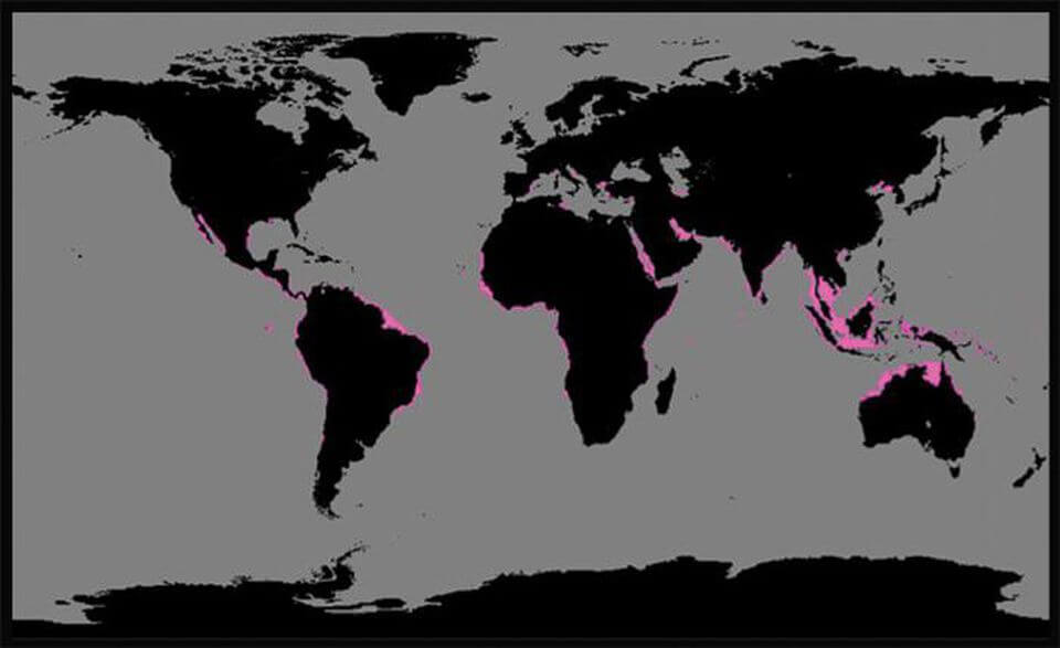 Map highlighting places where the floating islands could be installed