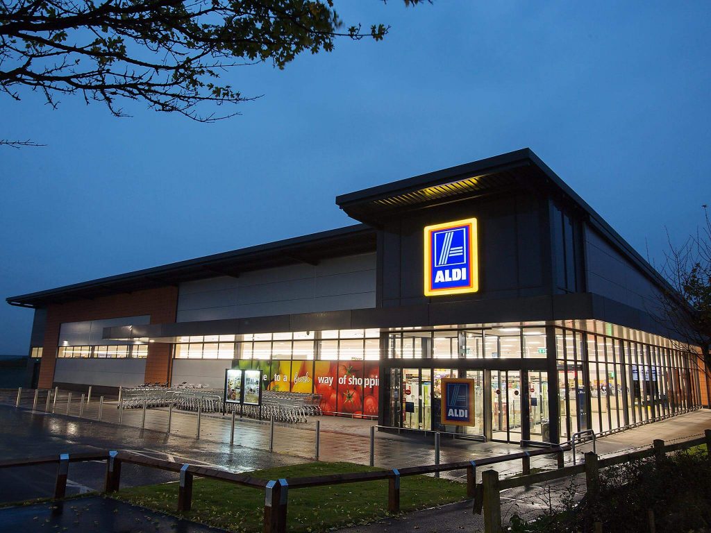 Aldi supermarket at night