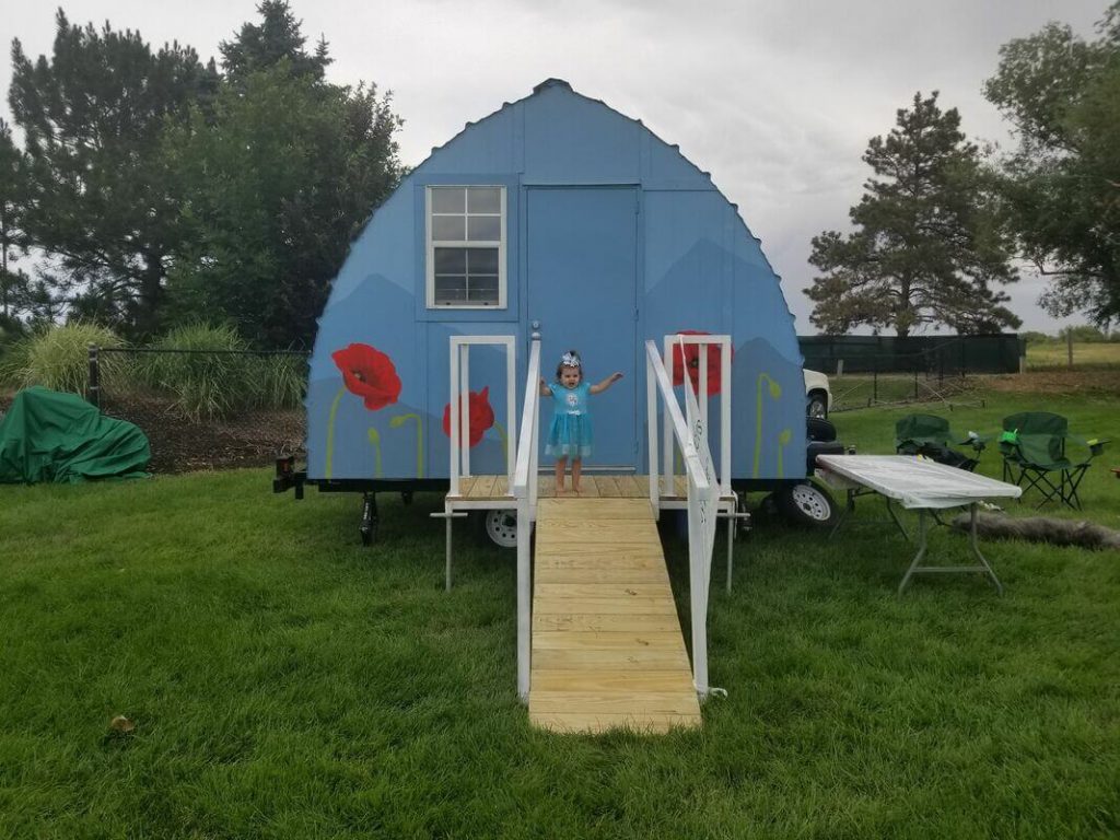 Fully built blue cabin