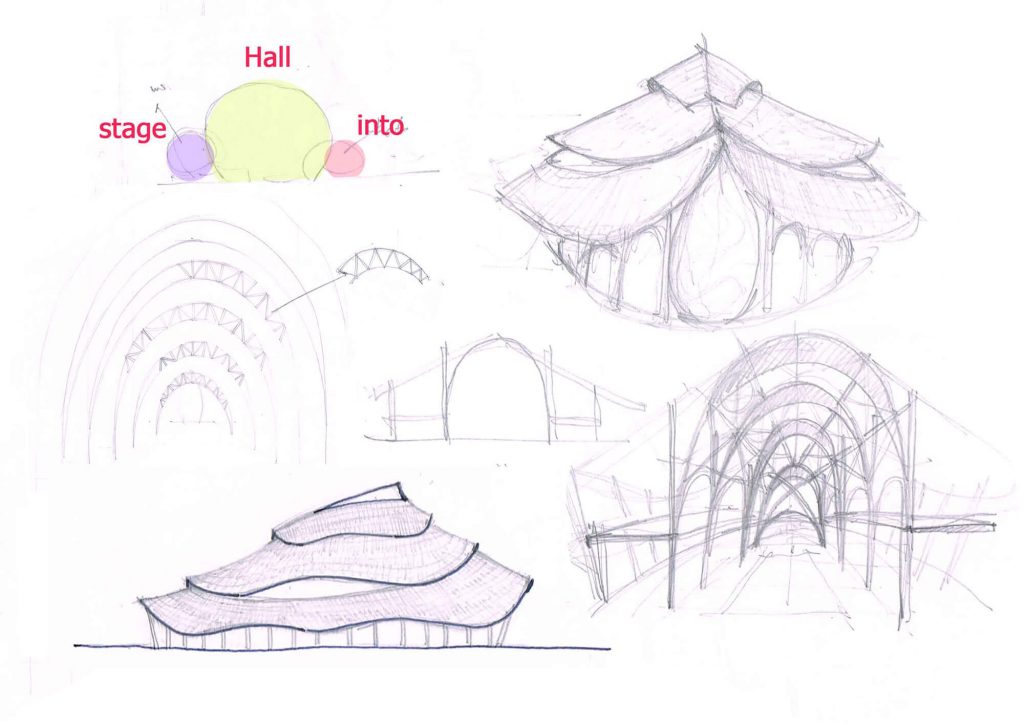 Bamboo sports center sketches