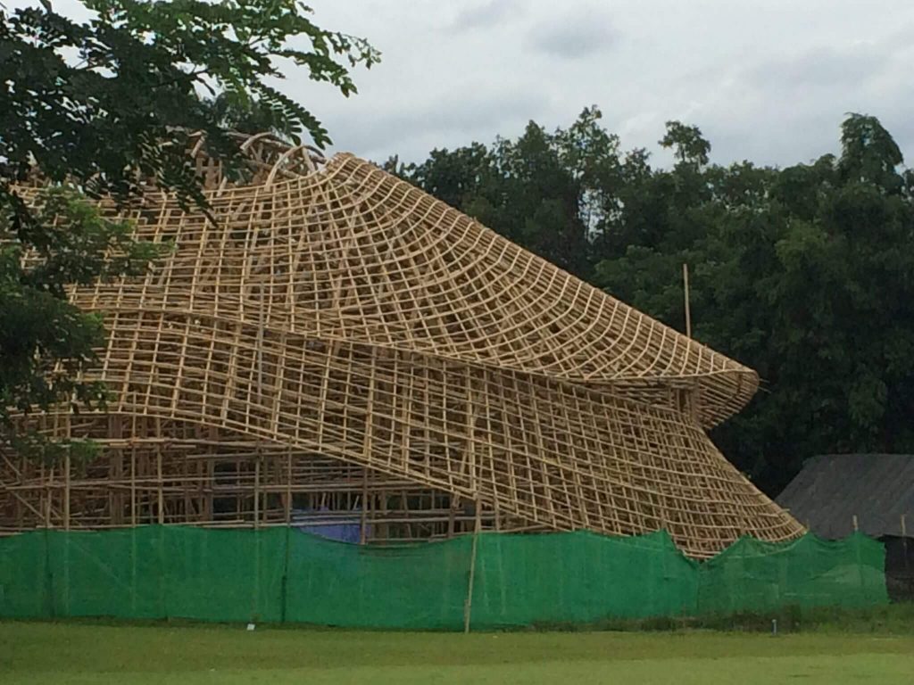 Bamboo sports hall construction
