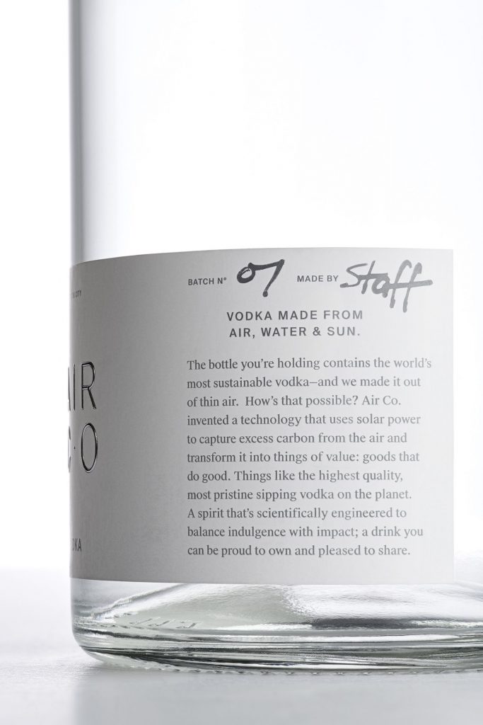 Air Co creates the world's first carbon-neutral vodka