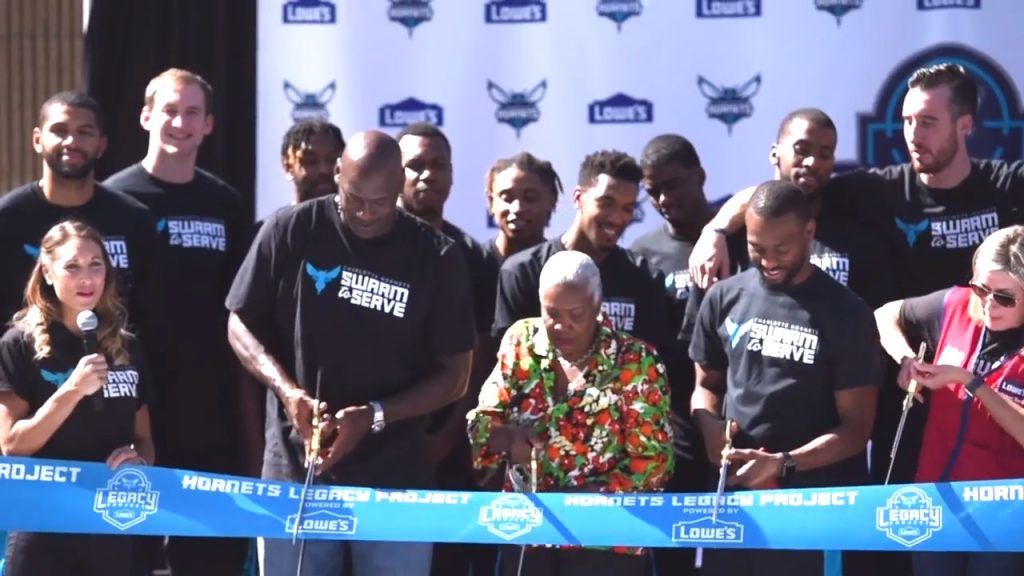 Michael Jordan cutting the ribbon