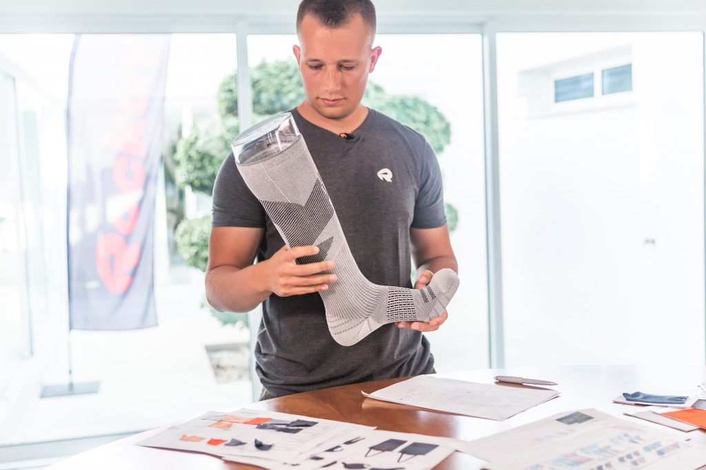 Founder Daniel Chabert Pfefferkorn with new collection of Rockay socks