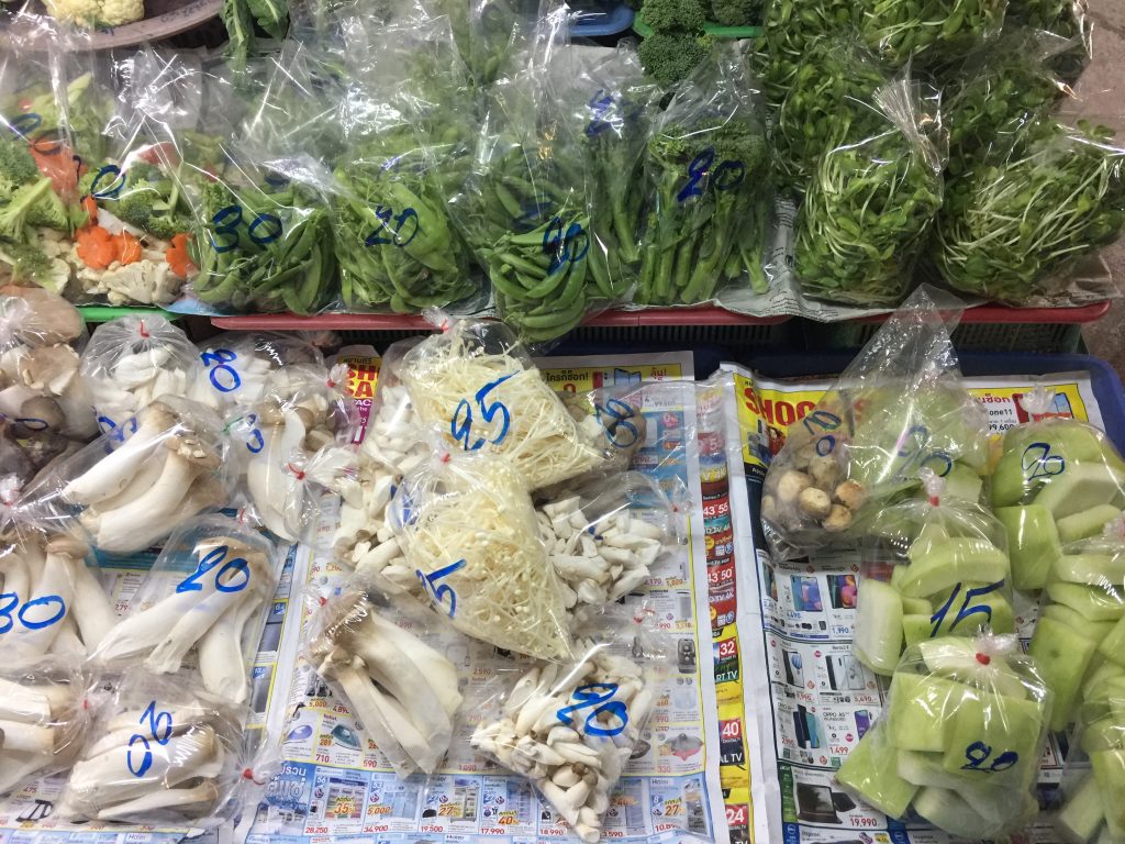 Vegetables in plastic from local Thai market