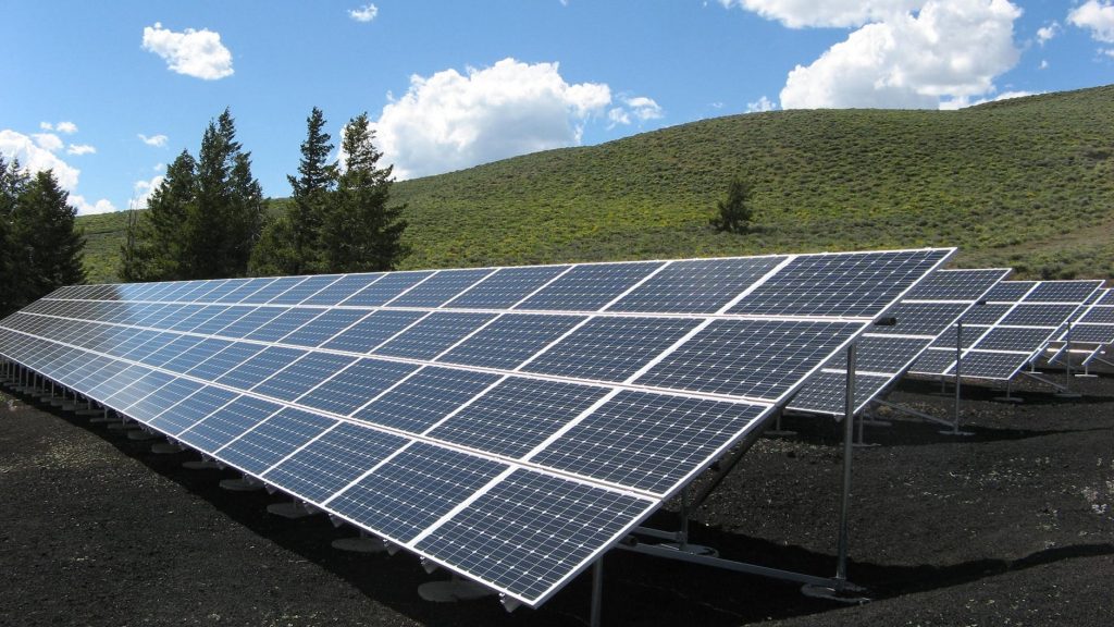 Solar panels promote clean 100% renewable energy