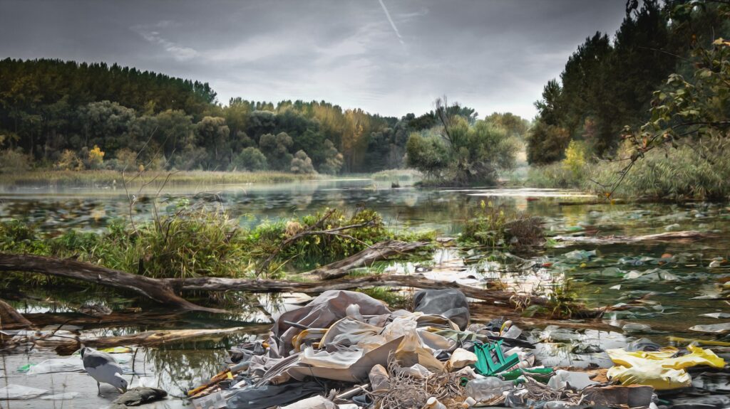 Plastic waste in water