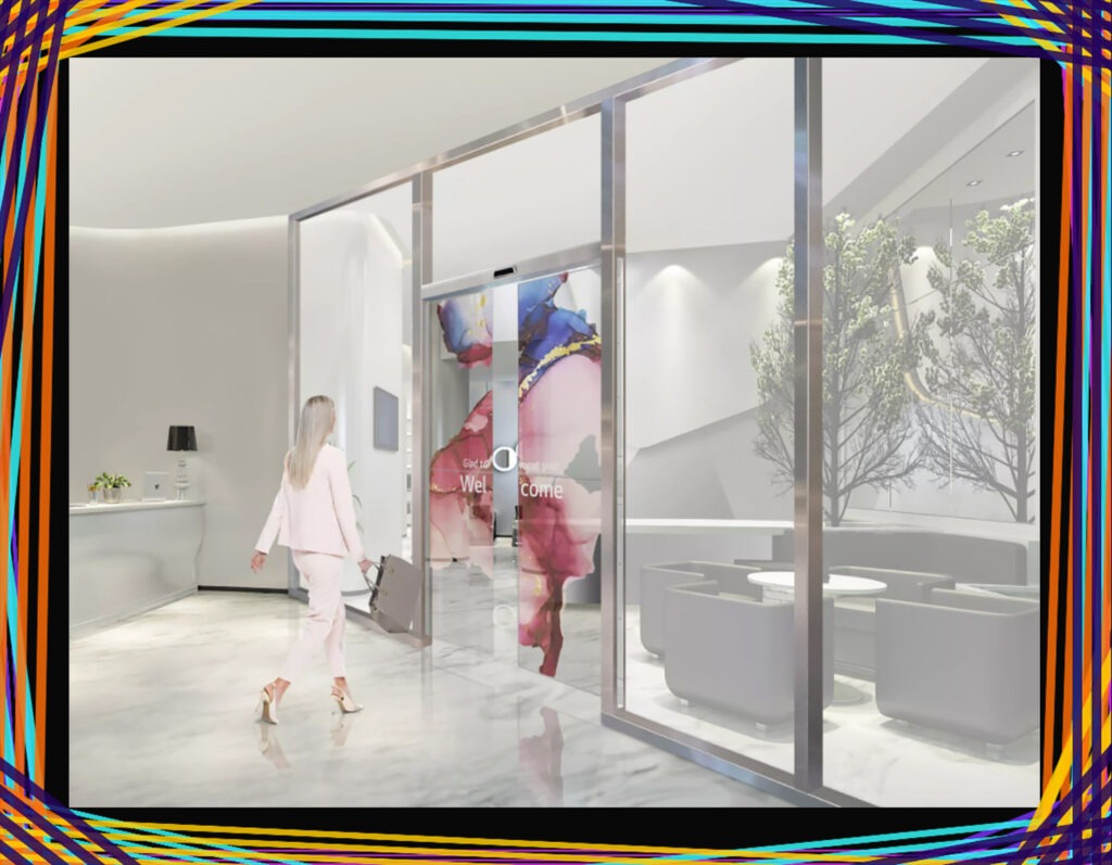 Automatic Sliding Doors With Built-In Transparent OLED Displays