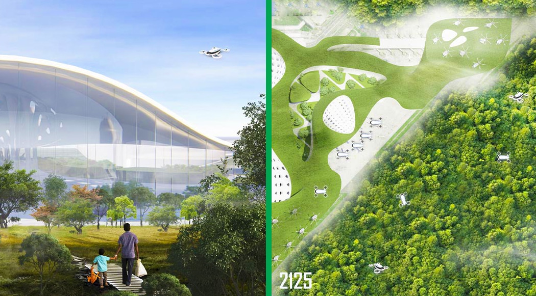Award-Winning Zero-Emissions Air-Purifying Airport For Flying Cars