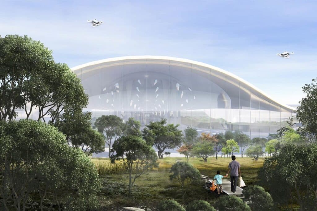 Award-Winning Zero-Emissions Air-Purifying Airport For Flying Cars