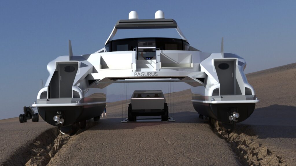 Solar-Powered Amphibious Superyacht Can Move On Sand Like A Crab