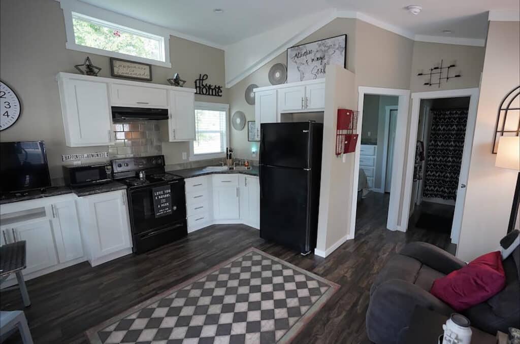 The interior of a tiny home in Eden Village
