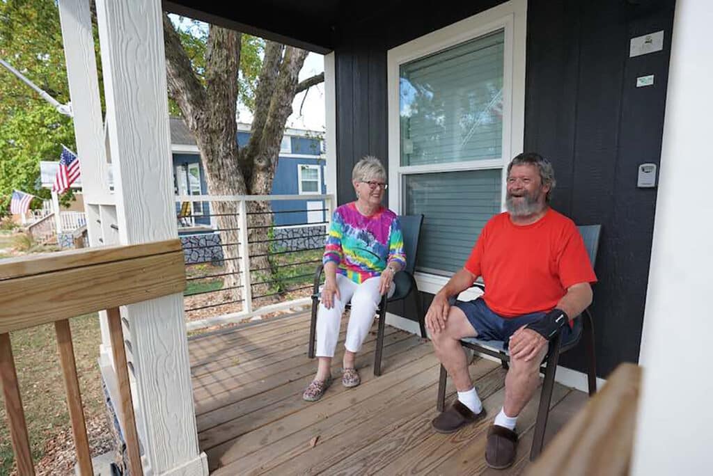 Linda Brown with an Eden Village resident
