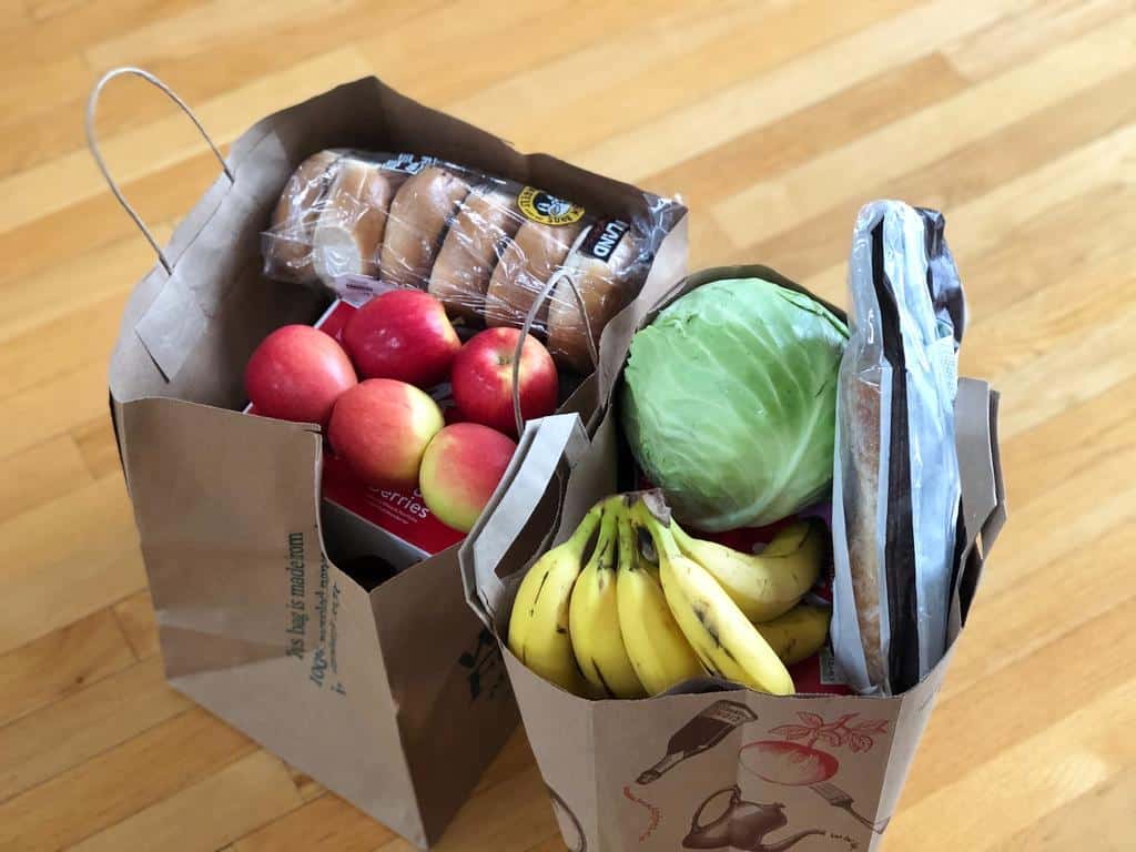 bags of grocery food