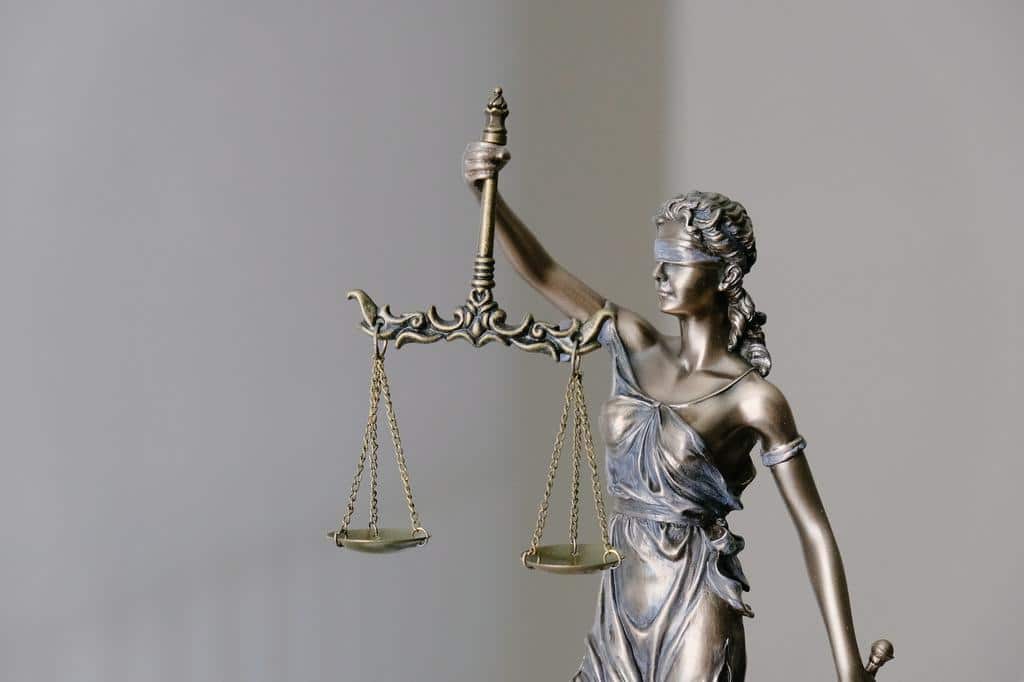 bronze "blind justice" statuette