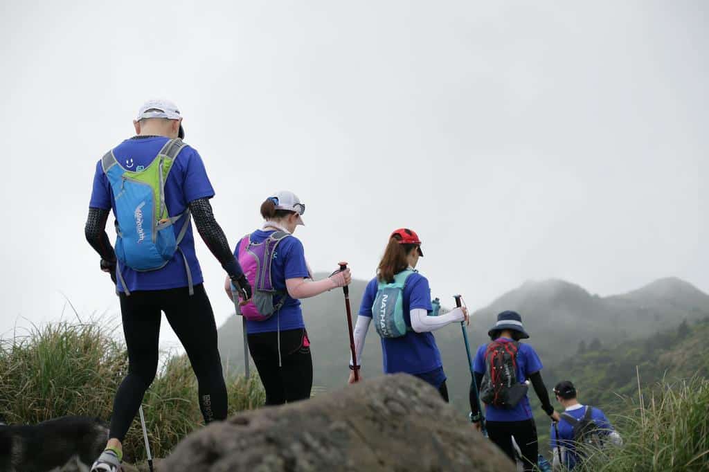 people hiking at high elevation