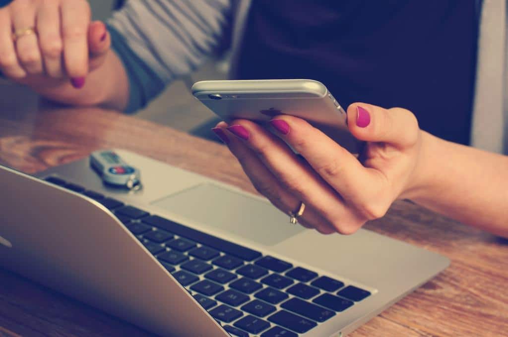 online banking at computer and phone