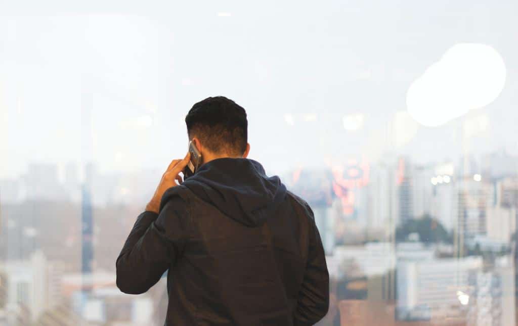 man speaking on phone