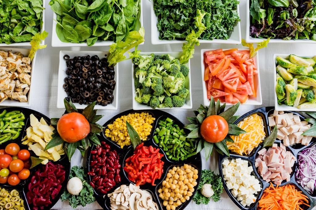 table laid with foods good for gut health