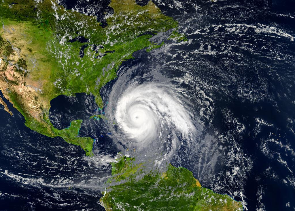 satellite image of hurricane approaching US
