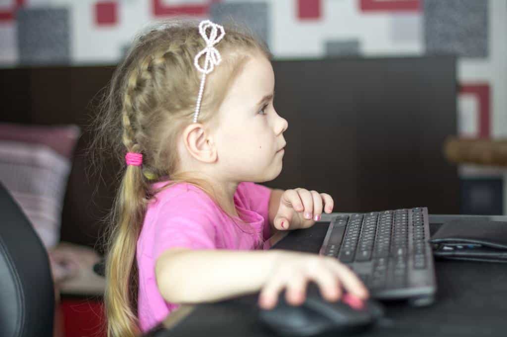 girl learning on pc