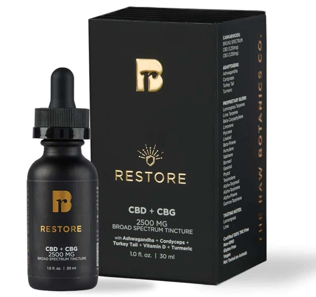 RESTORE mushroom tincture, by The Raw Botanics Co.