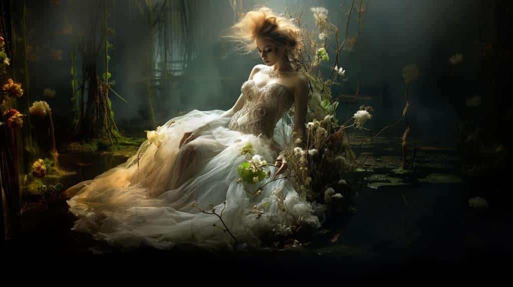 render of boho wedding dress fashion art
