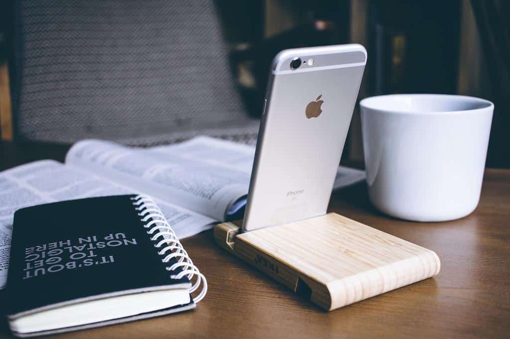 phone atop a desk