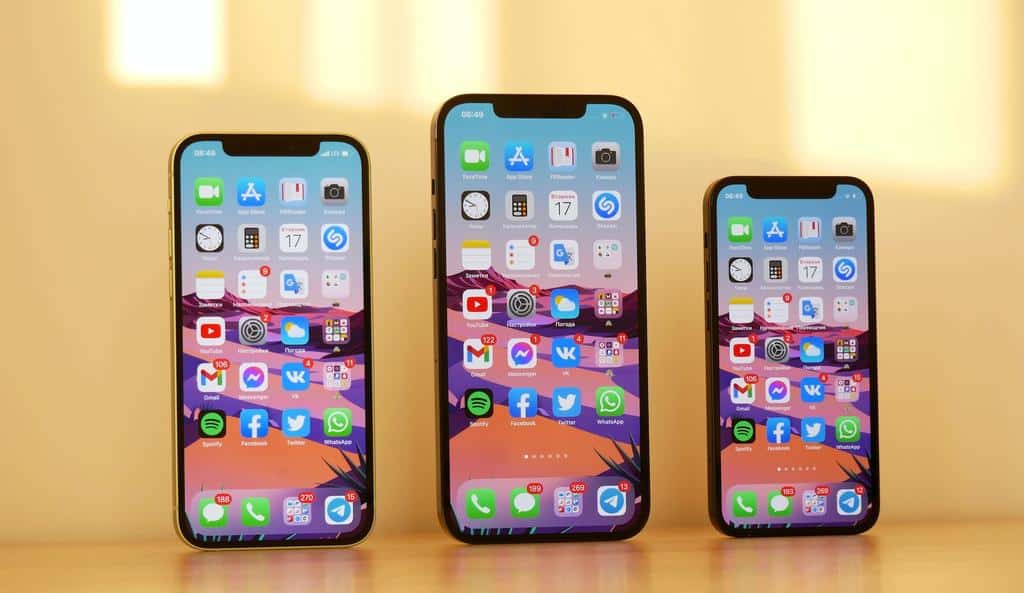 phones displaying app icons