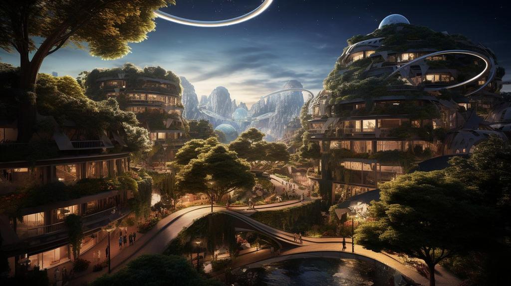 futuristic render of sustainable society