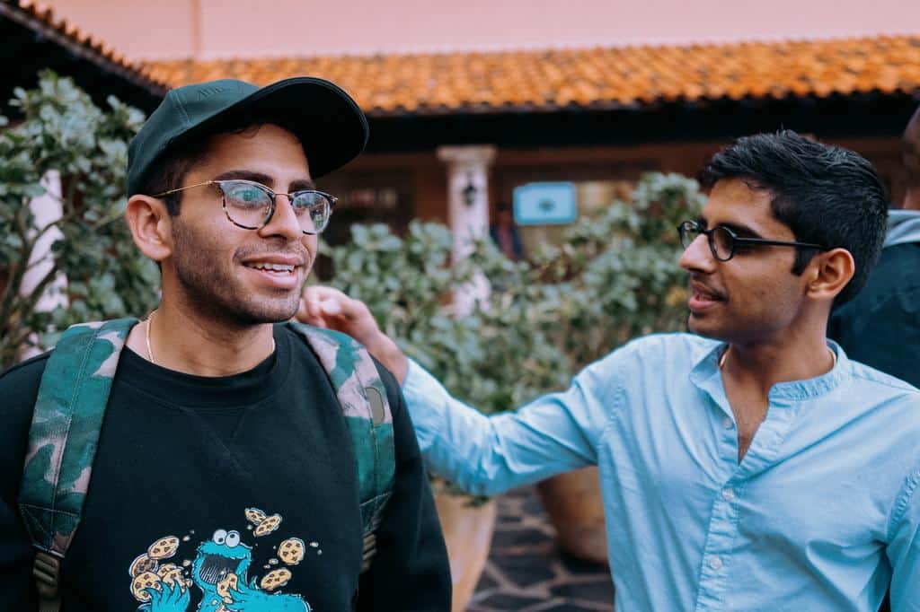 two guys talking