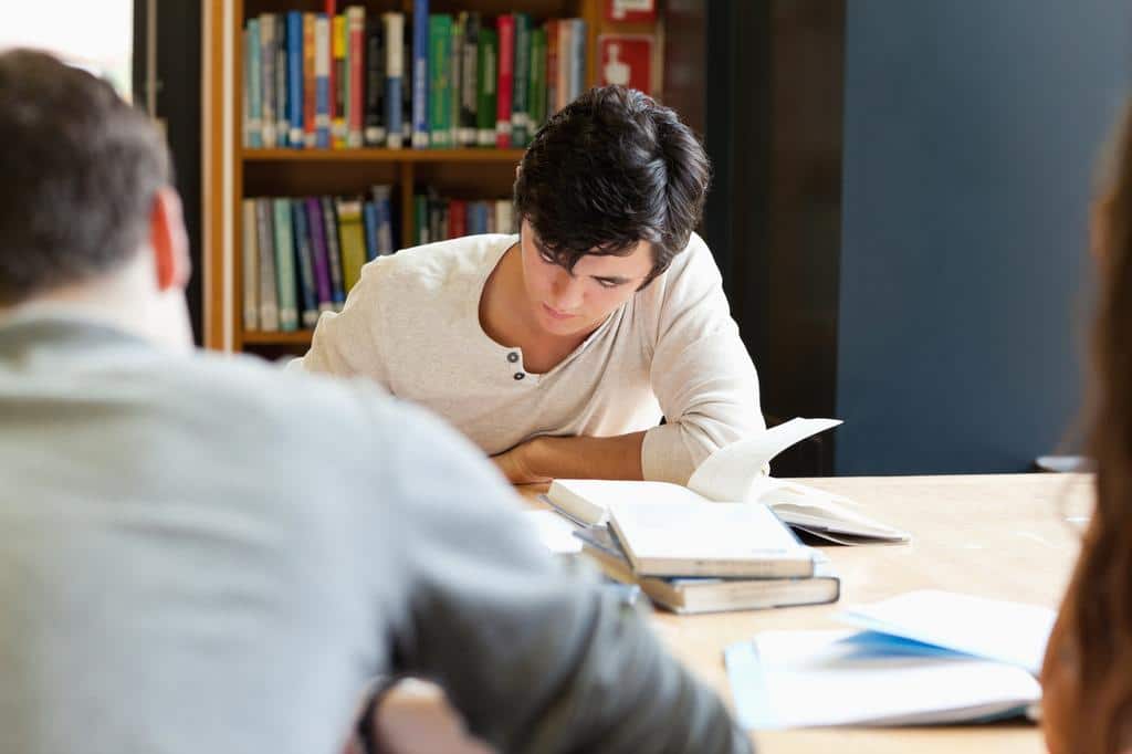 students in library studying