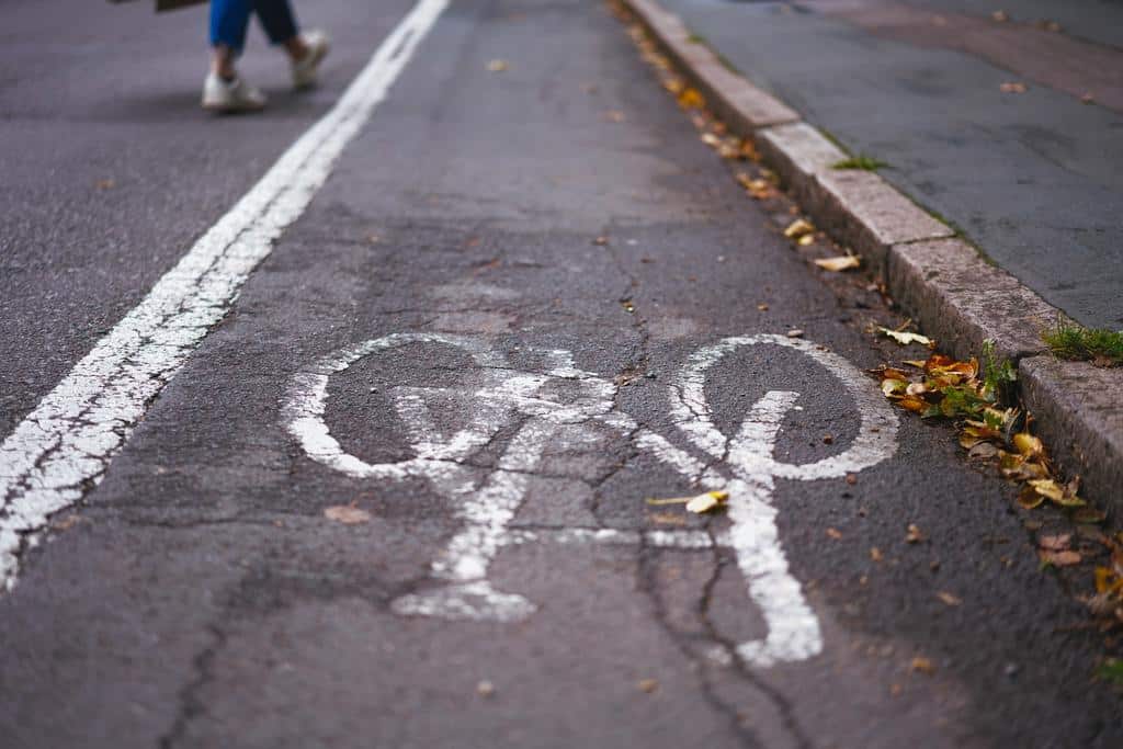 fading bicycle lane road paint
