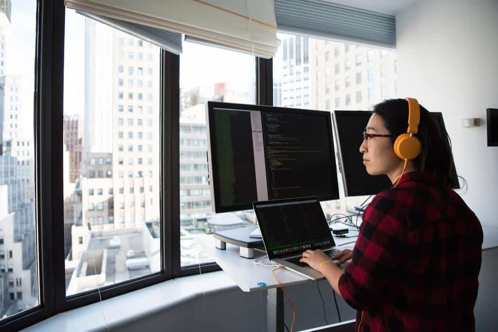 IT professional working on system