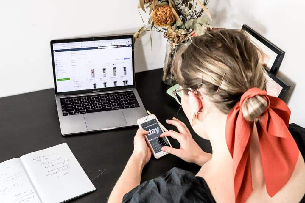 woman shopping on electronic devices