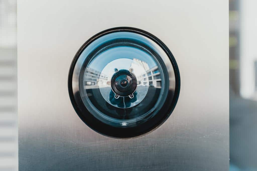 closeup of security camera