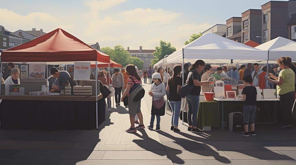 busy marketplace full of people