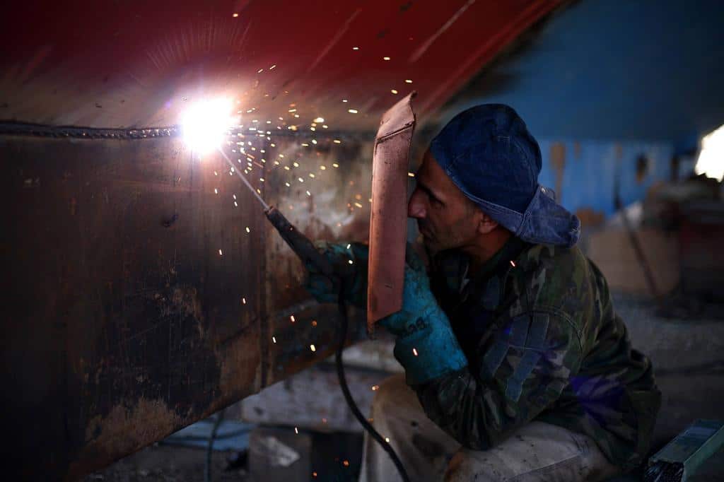 person welding at work