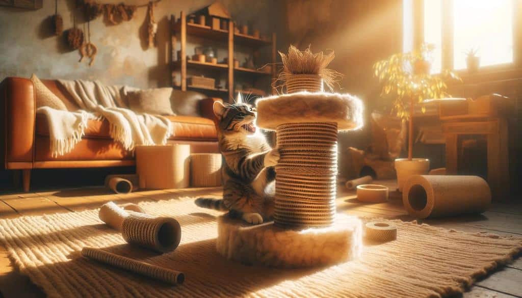 cat furniture made of cardboard mailer boxes