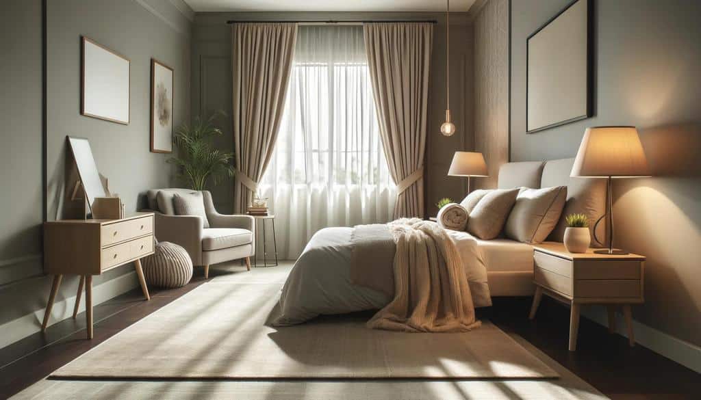 Hardwood floors are also a popular choice for bedrooms, offering a clean, classic look.