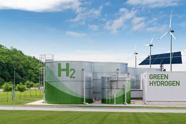 Green hydrogen is created by splitting water into hydrogen and oxygen.